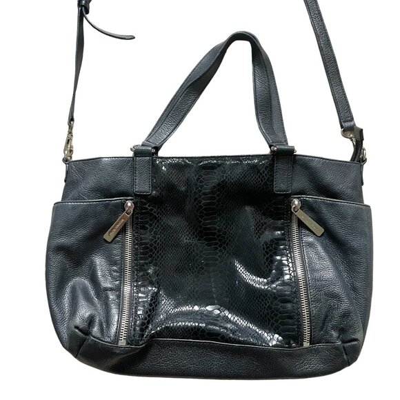 Michael Kors Women's Crossbody Shoulder Bag Pebbled Leather Python Snake Black - Picture 2 of 12